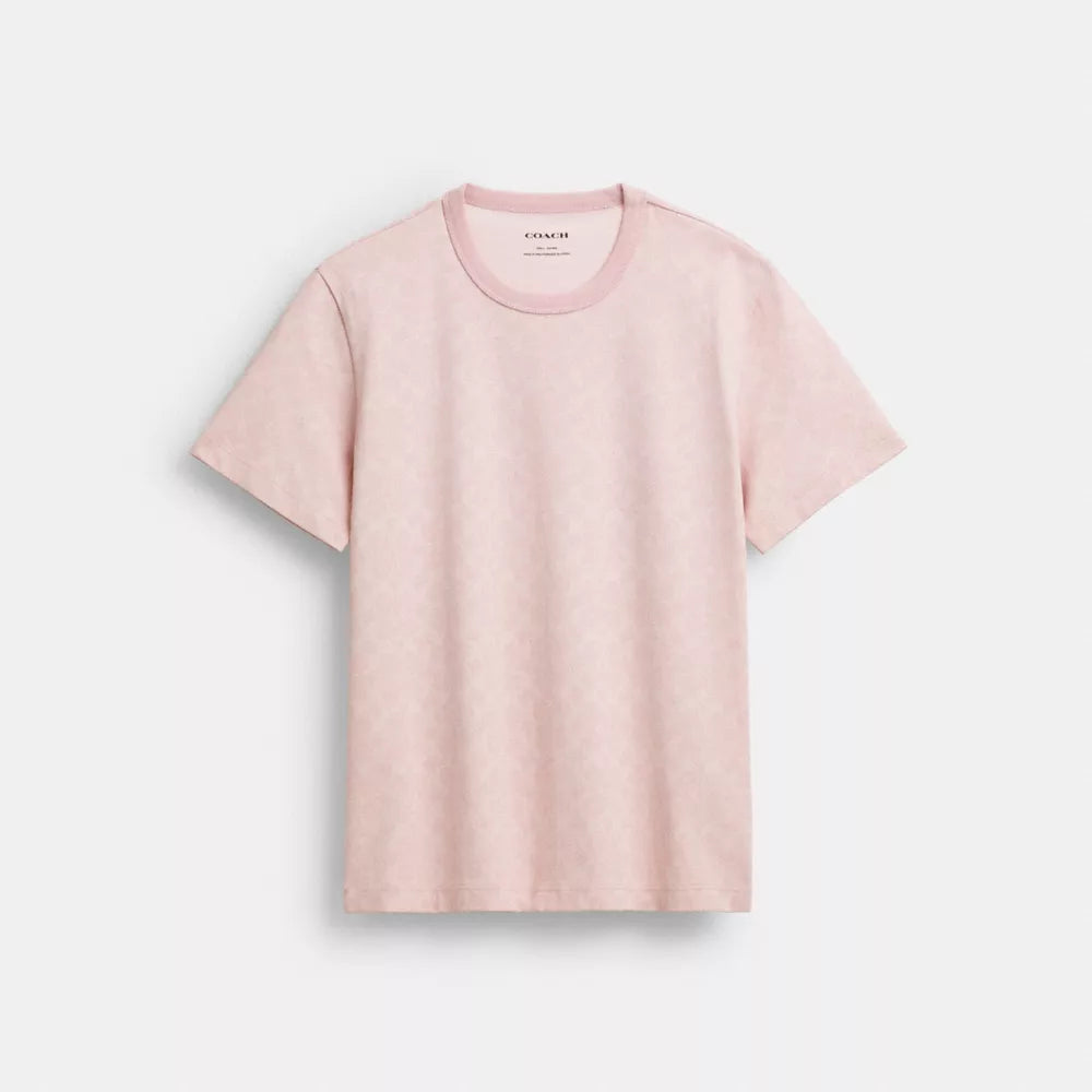 All Over Signature T-Shirt In Organic Cotton - Pink Multi