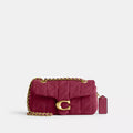 Tabby Shoulder Bag 20 With Quilting - Suede/Brass/Dark Fuchsia