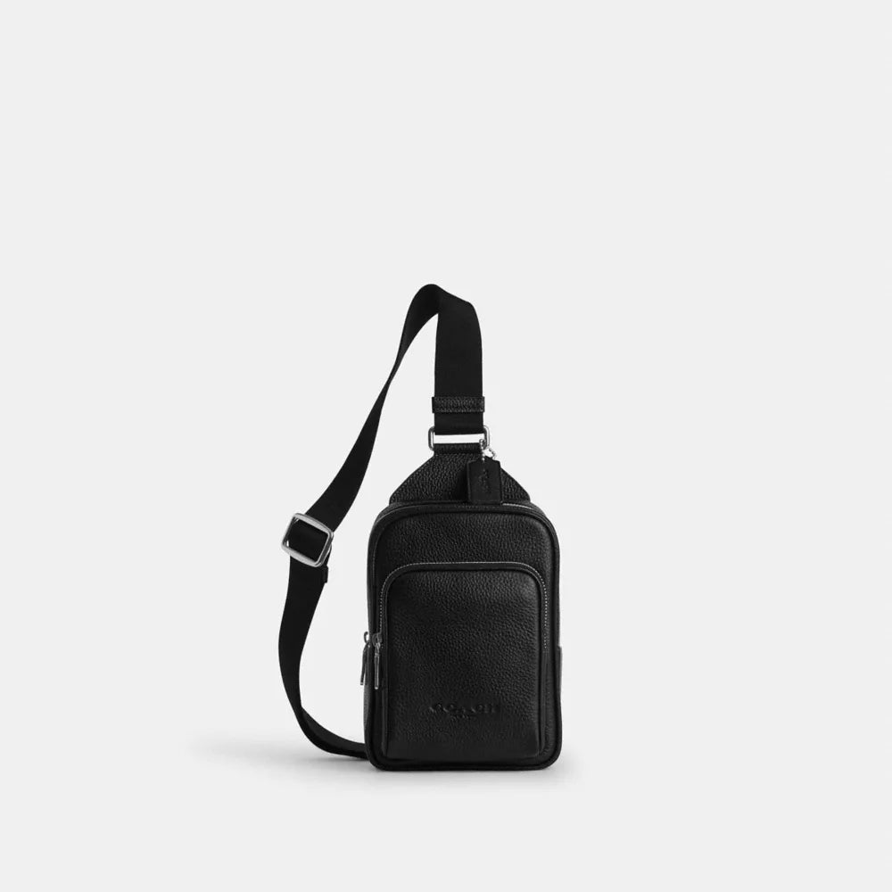 Racer Sling Pack - Pebbled Leather/Silver/BLACK