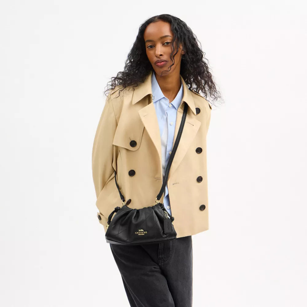 Faye Shoulder Bag With Quilting - Nappa Leather/Gold/Black