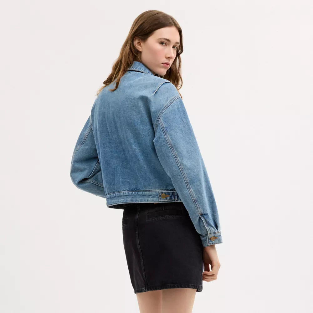 Zip Denim Cropped Jacket - Cold Spring