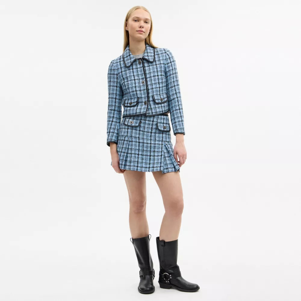 Turnlock Tweed Skirt - Blue