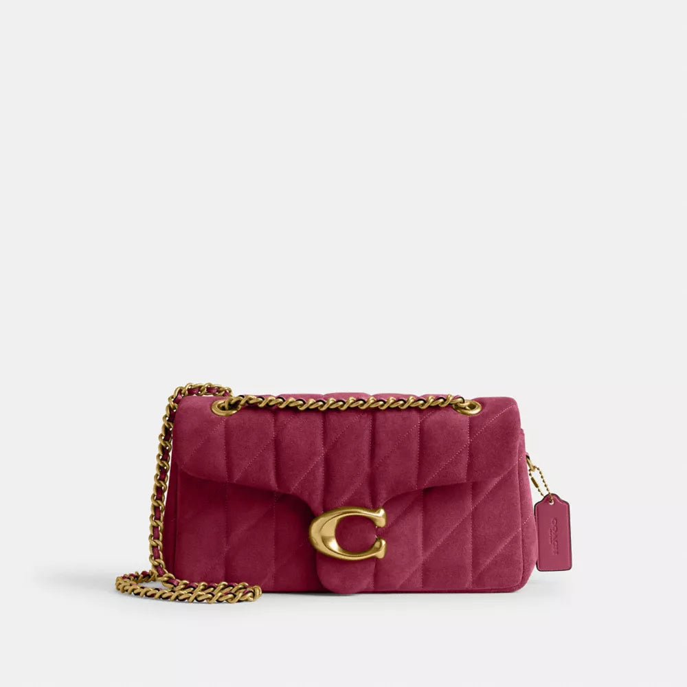 Tabby Shoulder Bag 26 With Quilting - Brass/Dark Fuchsia