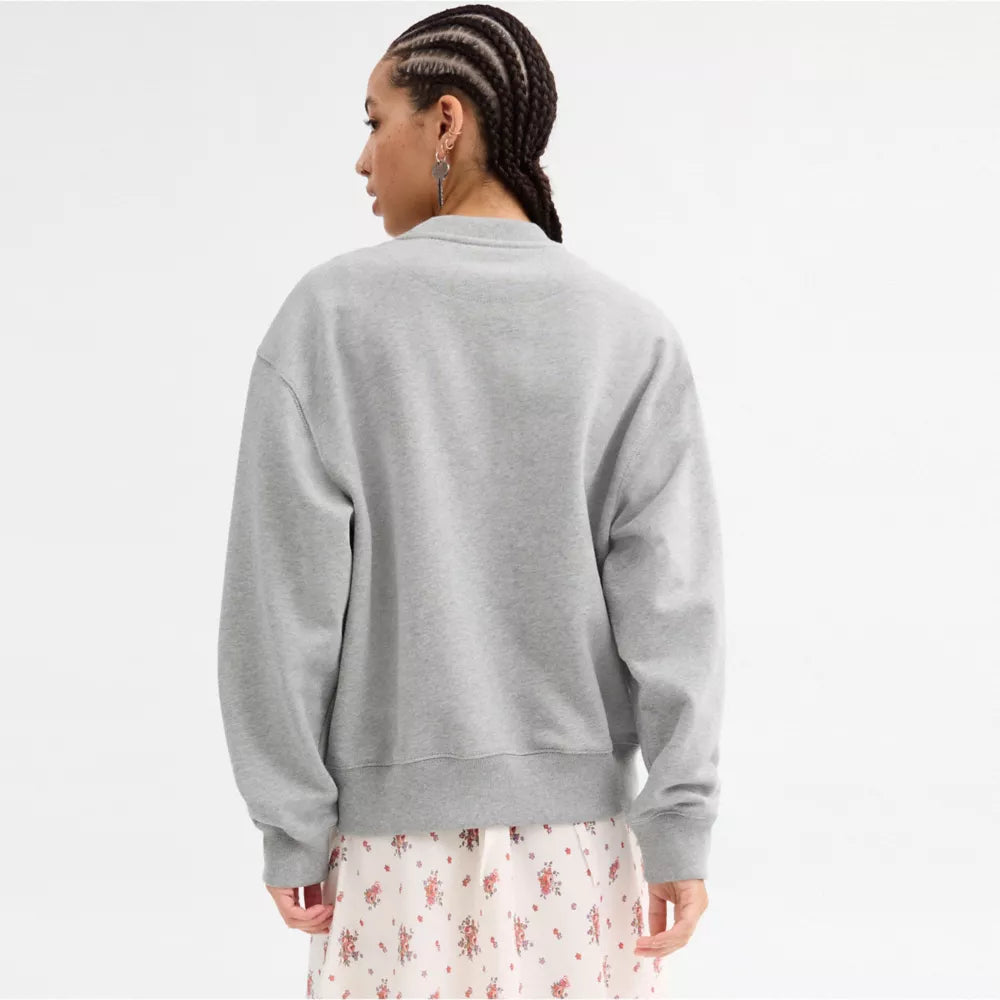 Sporty Boyfriend Crewneck Sweatshirt - Heather Grey