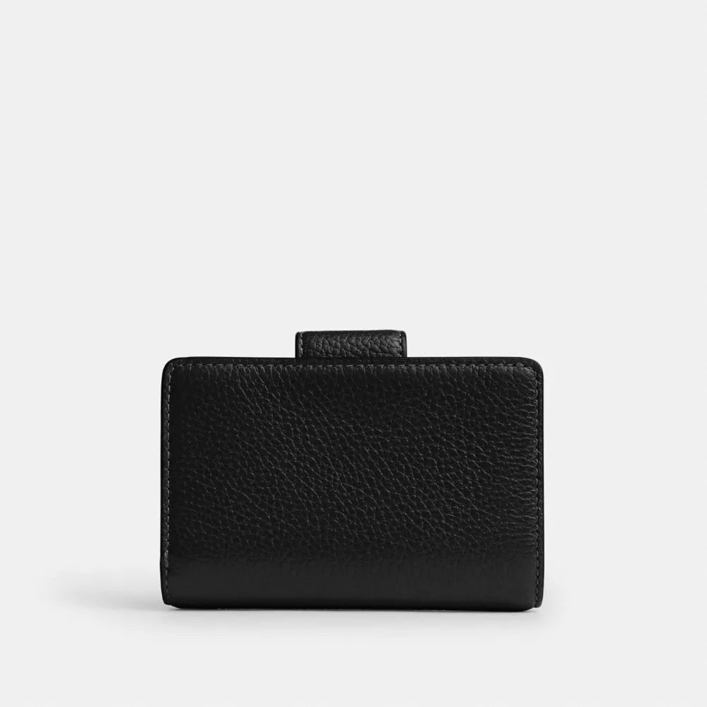 Medium Corner Zip Wallet - Pebbled Leather/Gold/Black
