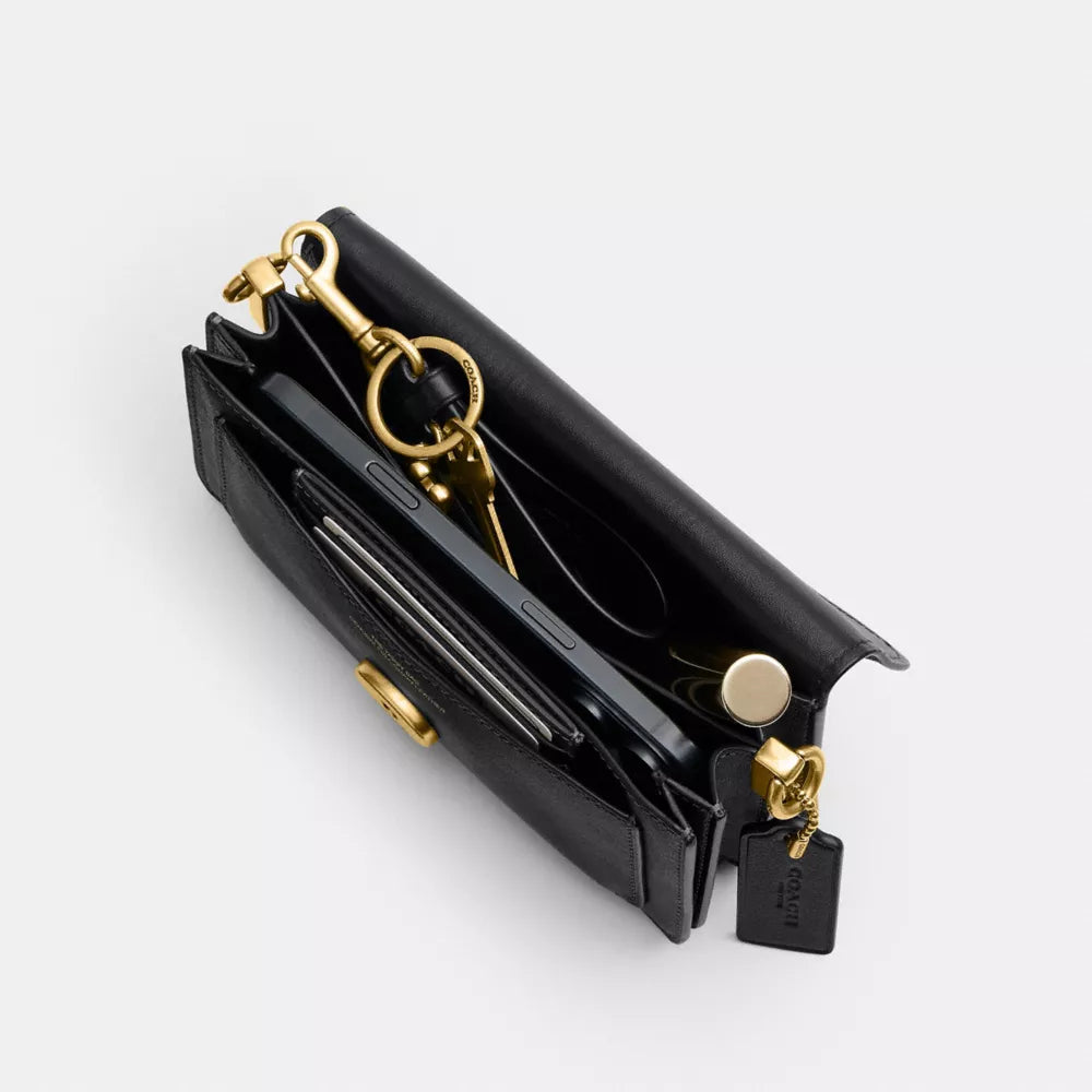 Soft Tabby Shoulder Bag 20 - Natural Grain Leather/Brass/Black