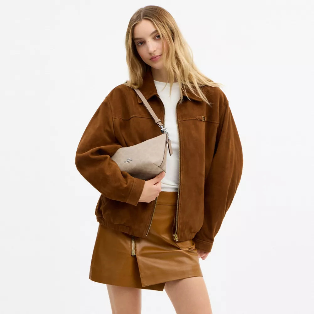 Caitlin Shoulder Bag In Signature Canvas - Signature Canvas/Silver/Sand/Taupe