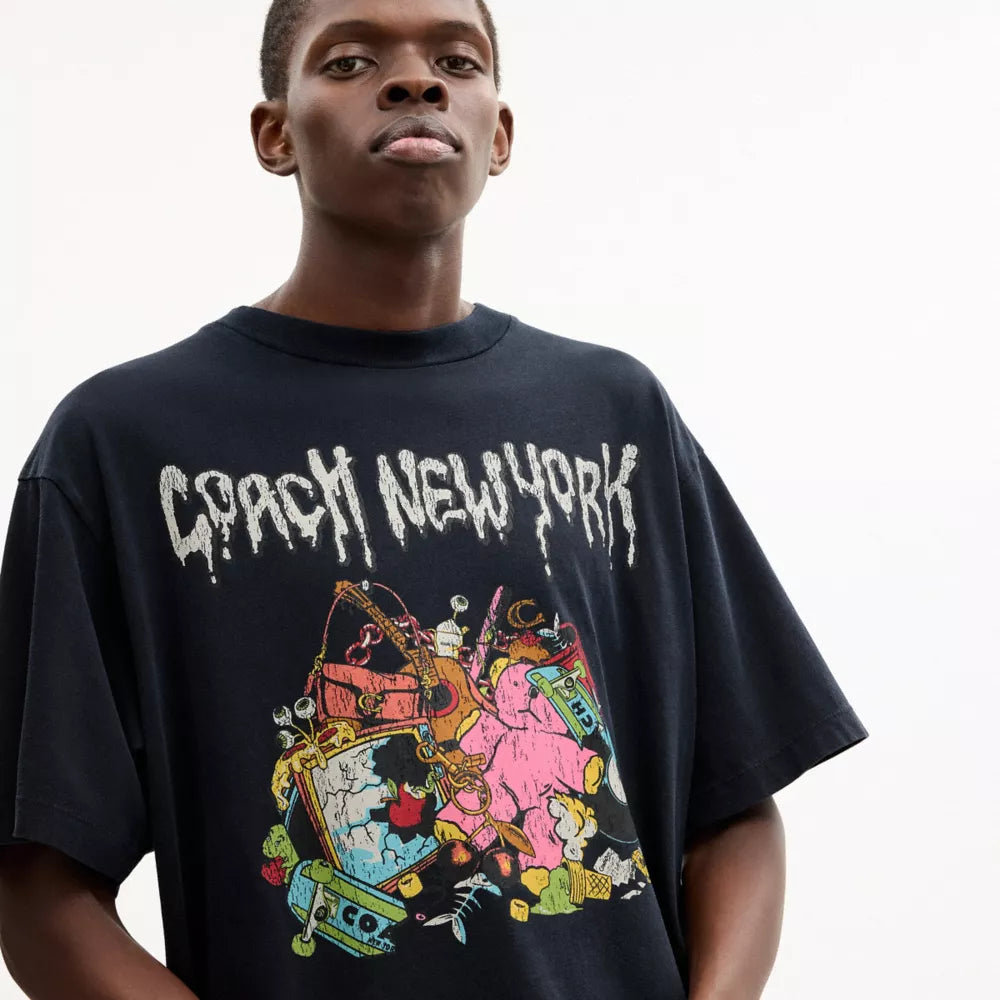 Cartoons Relaxed T-Shirt In Organic Cotton - Navy