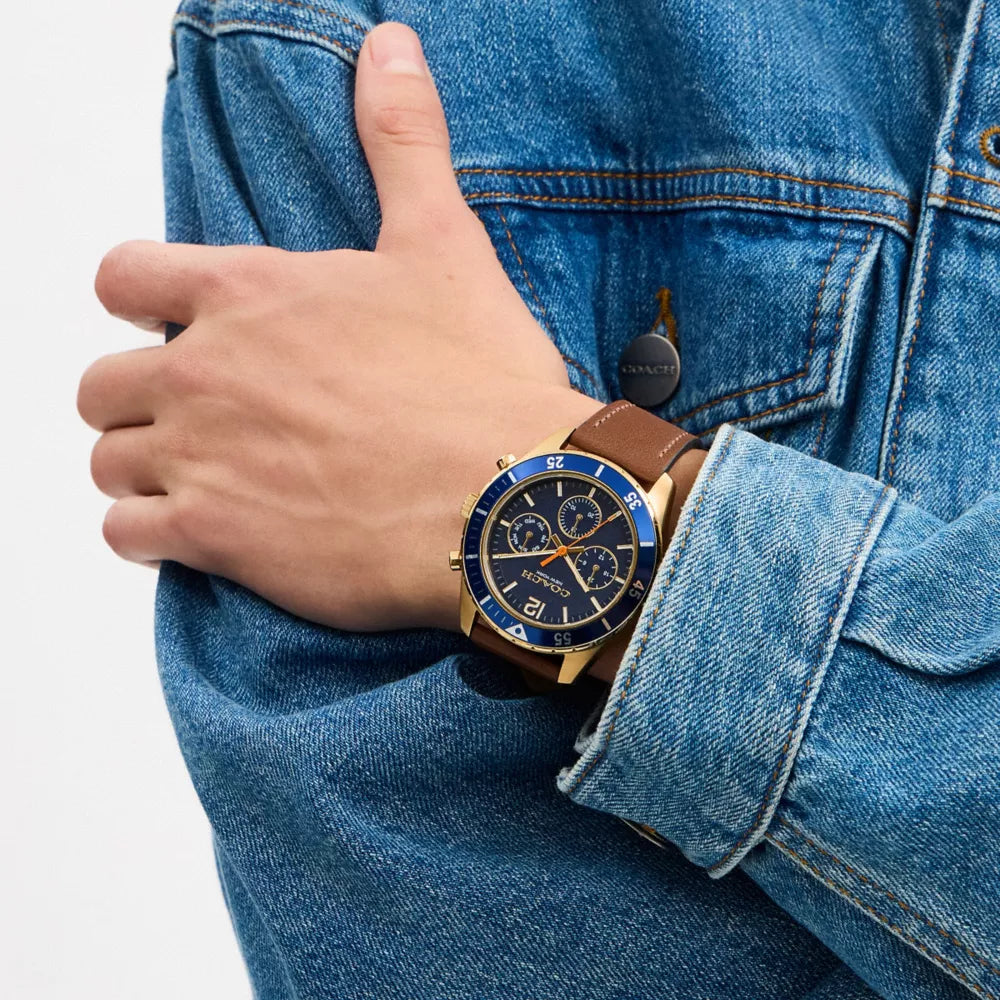 Cole Chronograph Watch, 44MM - Saddle