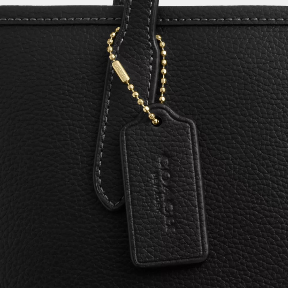 Medium City Tote Bag - Pebbled Leather/Gold/Black