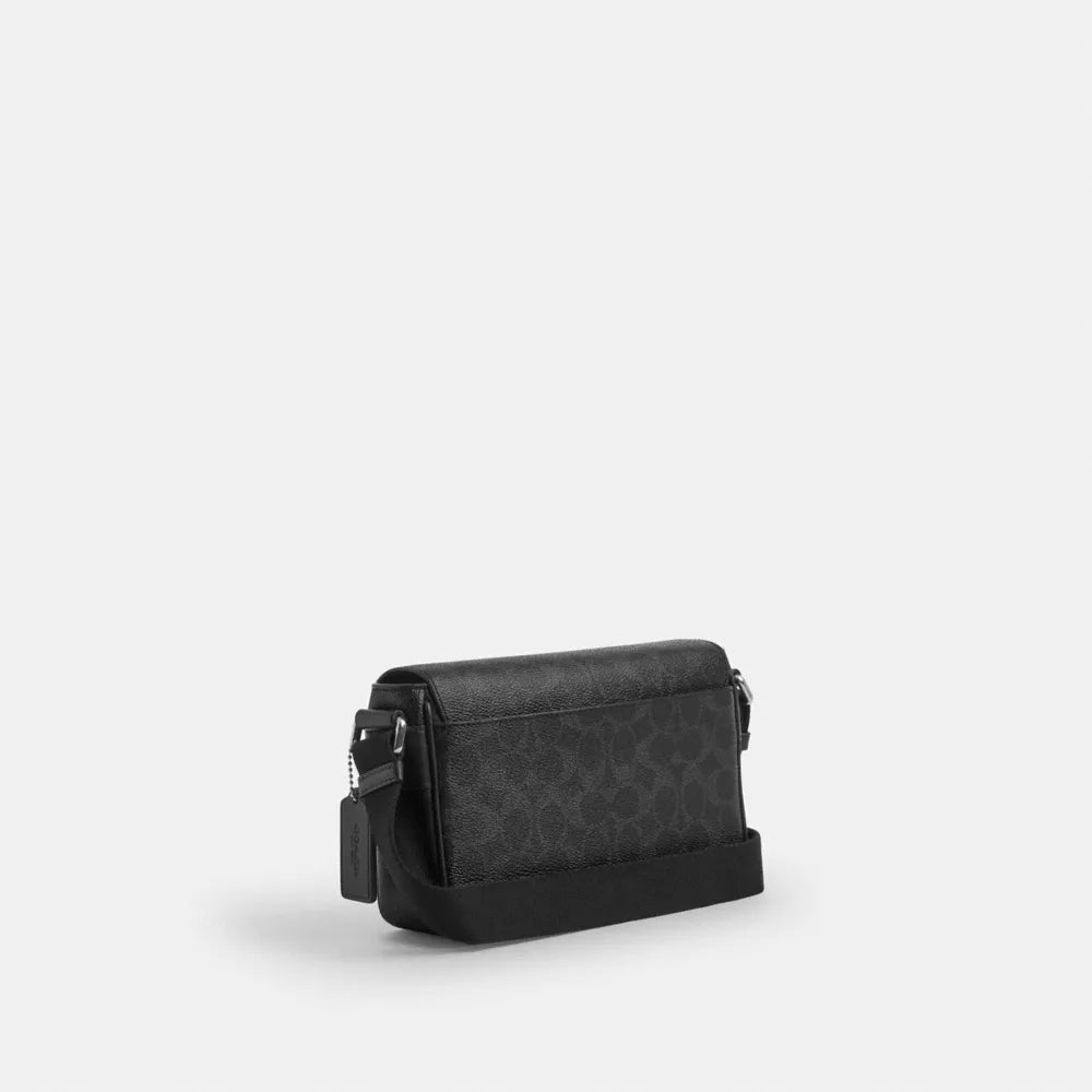Jack Small Flap Crossbody Bag In Signature Canvas - Signature Canvas/Silver/Black Signature