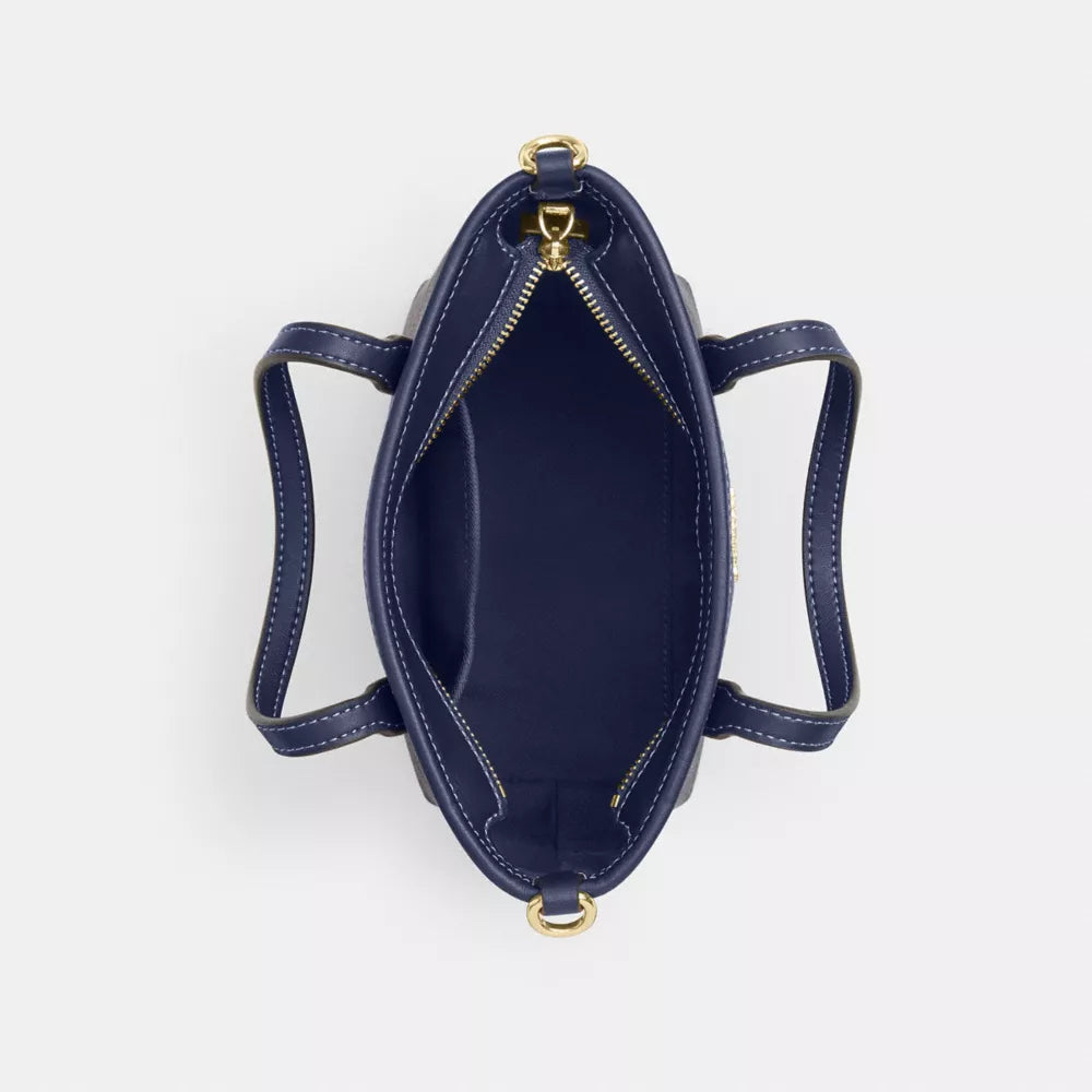 City Mini Tote Bag In Signature Canvas - Signature Canvas/Gold/Navy