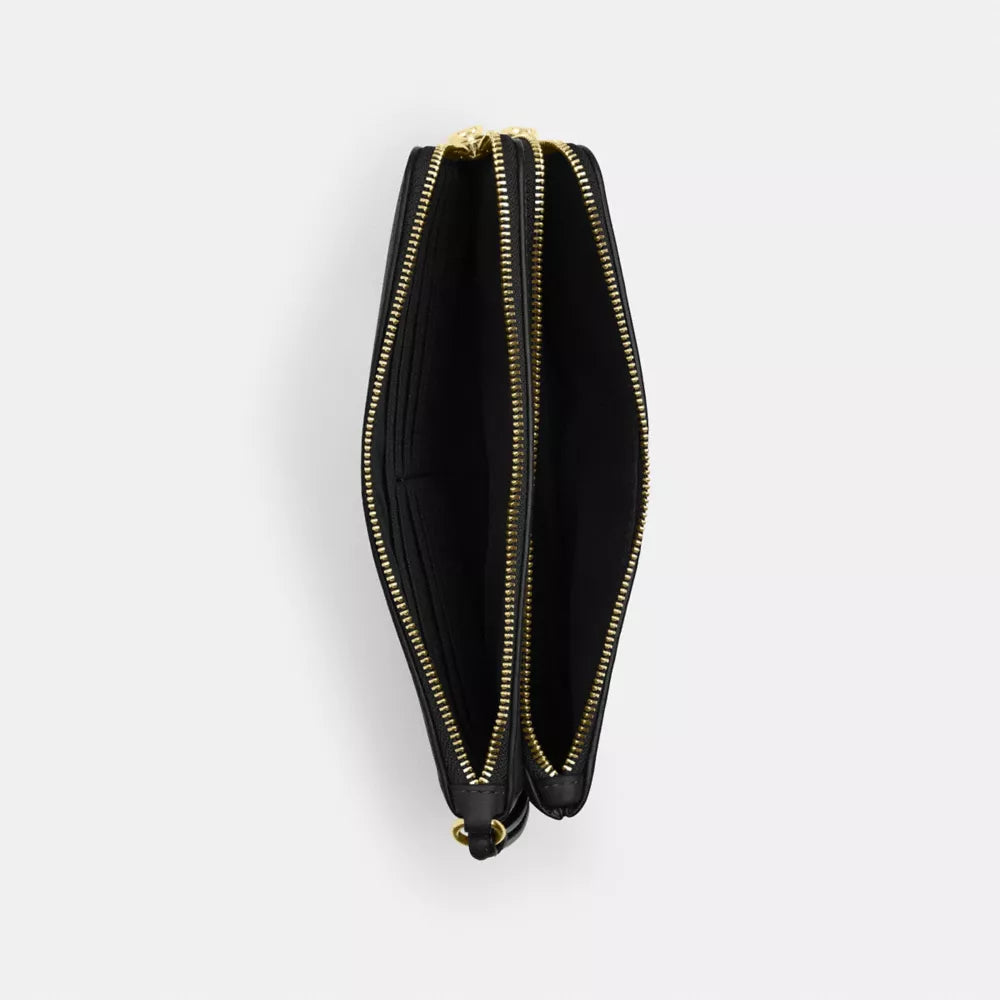 Double Zip Wallet - Gold/Black