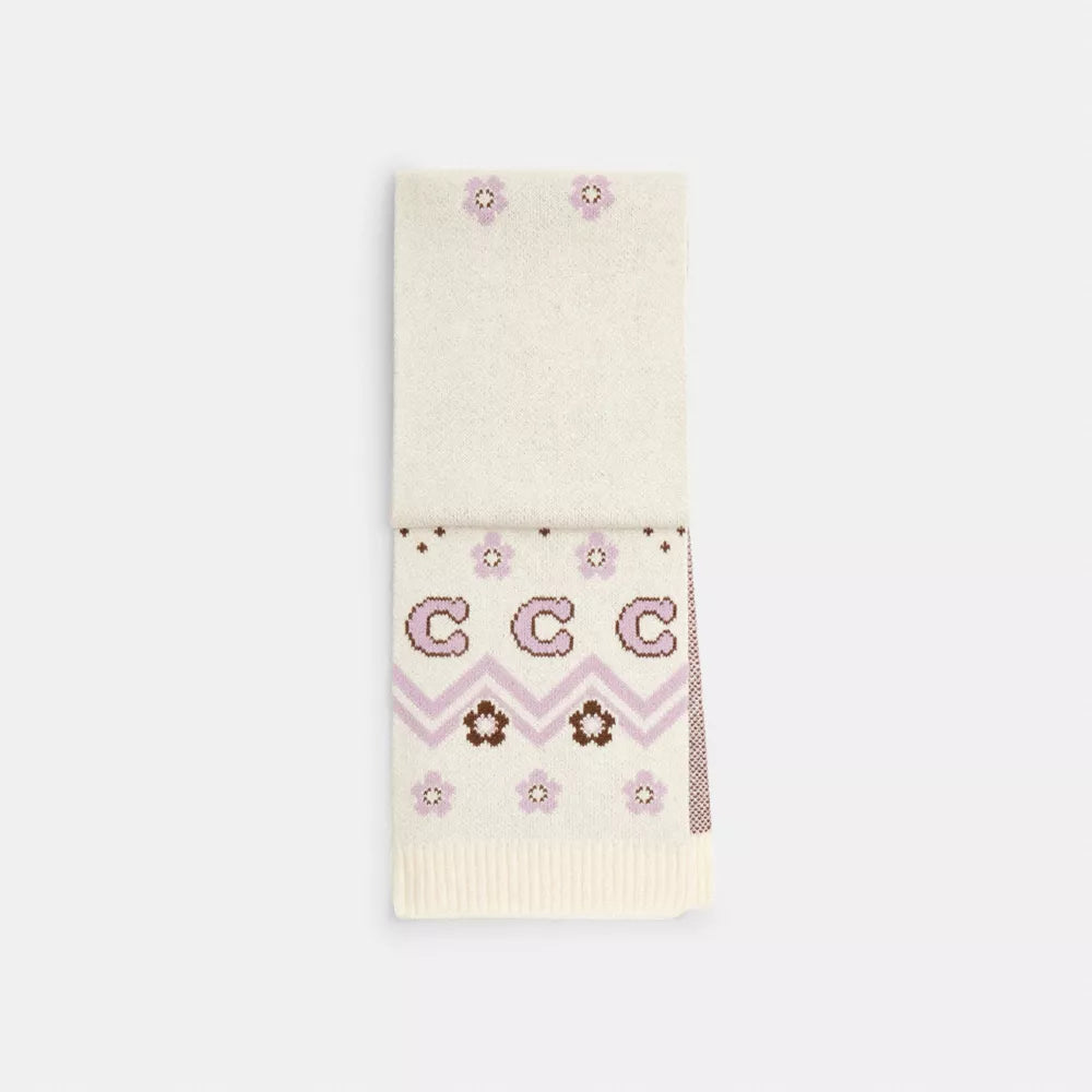 Fair Isle Print Knit Muffler - Chalk Multi