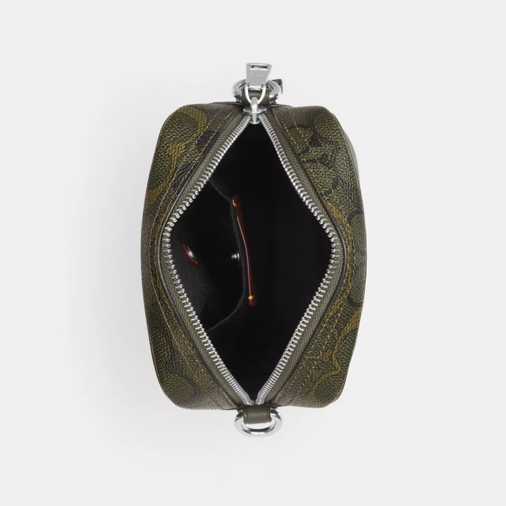 Tristan Crossbody Bag 14 In Signature Camo Print - Signature Canvas/Silver/GREEN