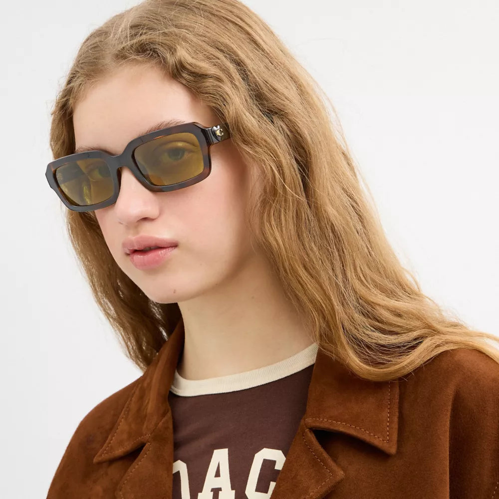 C Heart Narrow Square Sunglassses - Dark Tortoise