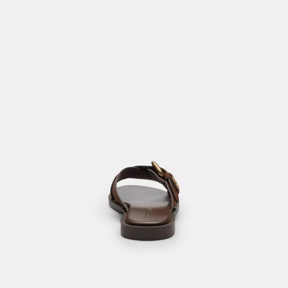 Crisscross Buckle Sandal - Suede/Chocolate Brown