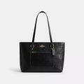 Station Tote Bag In Signature Leather - Pebbled Leather/Gold/Black