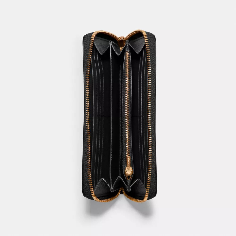 Long Zip Around Wallet - Crossgrain Leather/Gold/Black