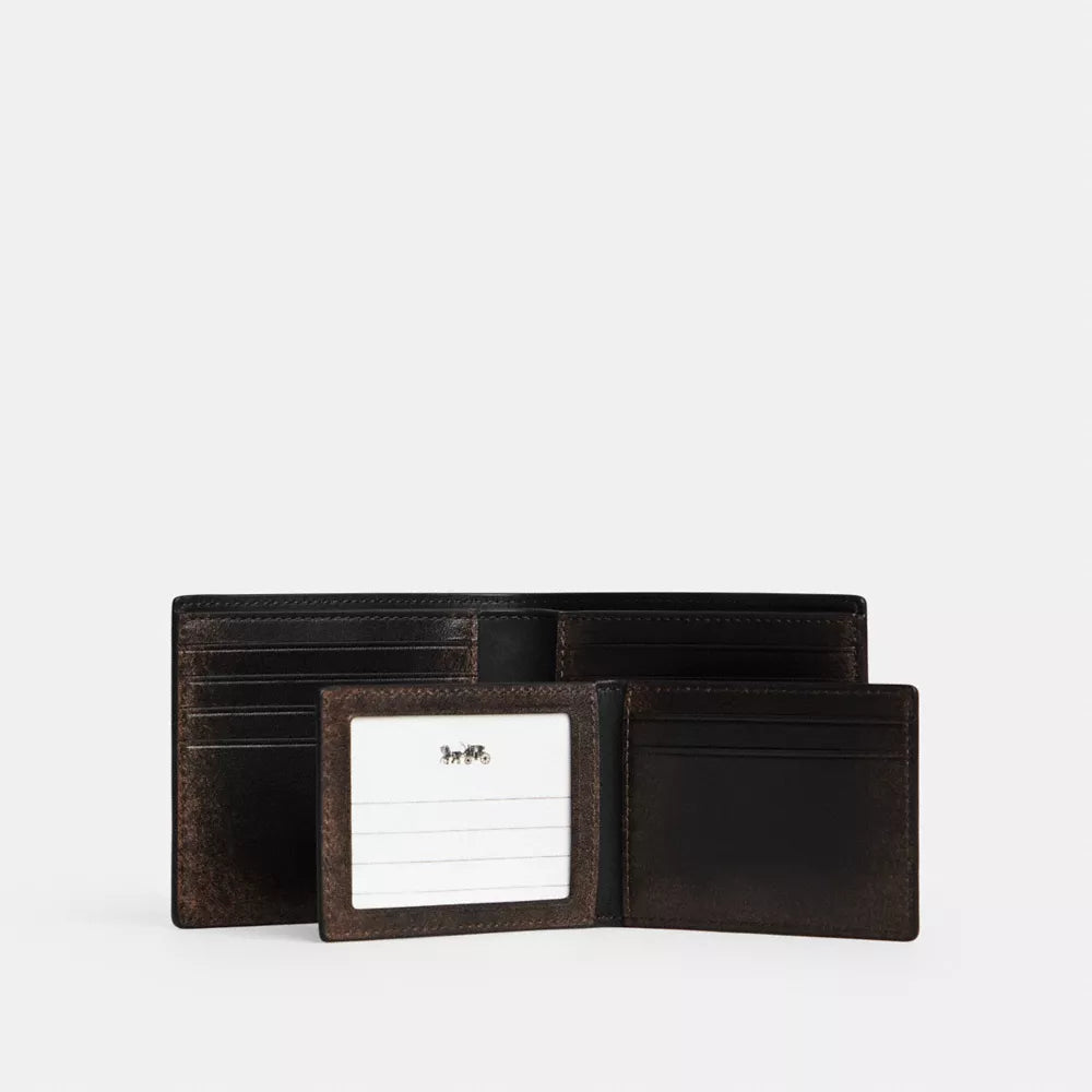 3-In-1 Wallet In Loved Leather - Black Brown