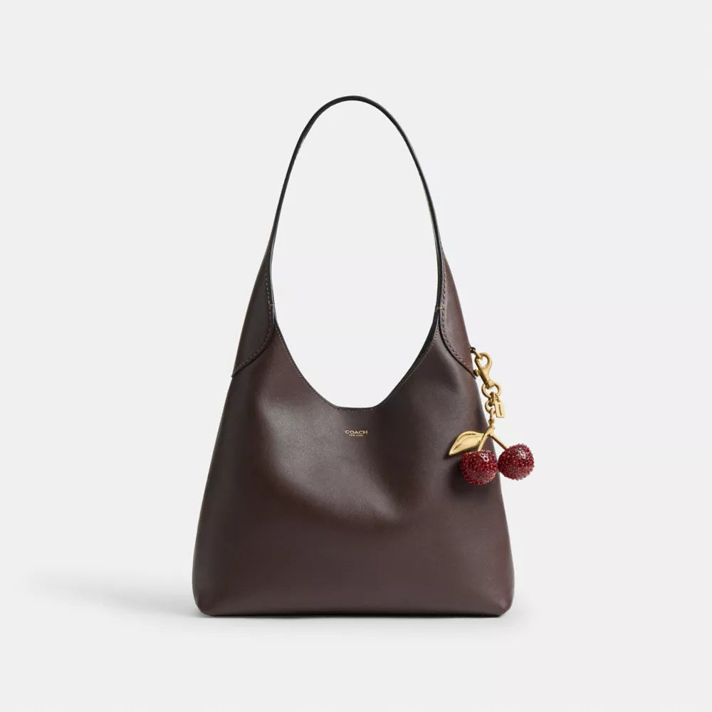 Crystal Cherry Bag Charm - Brass/Red