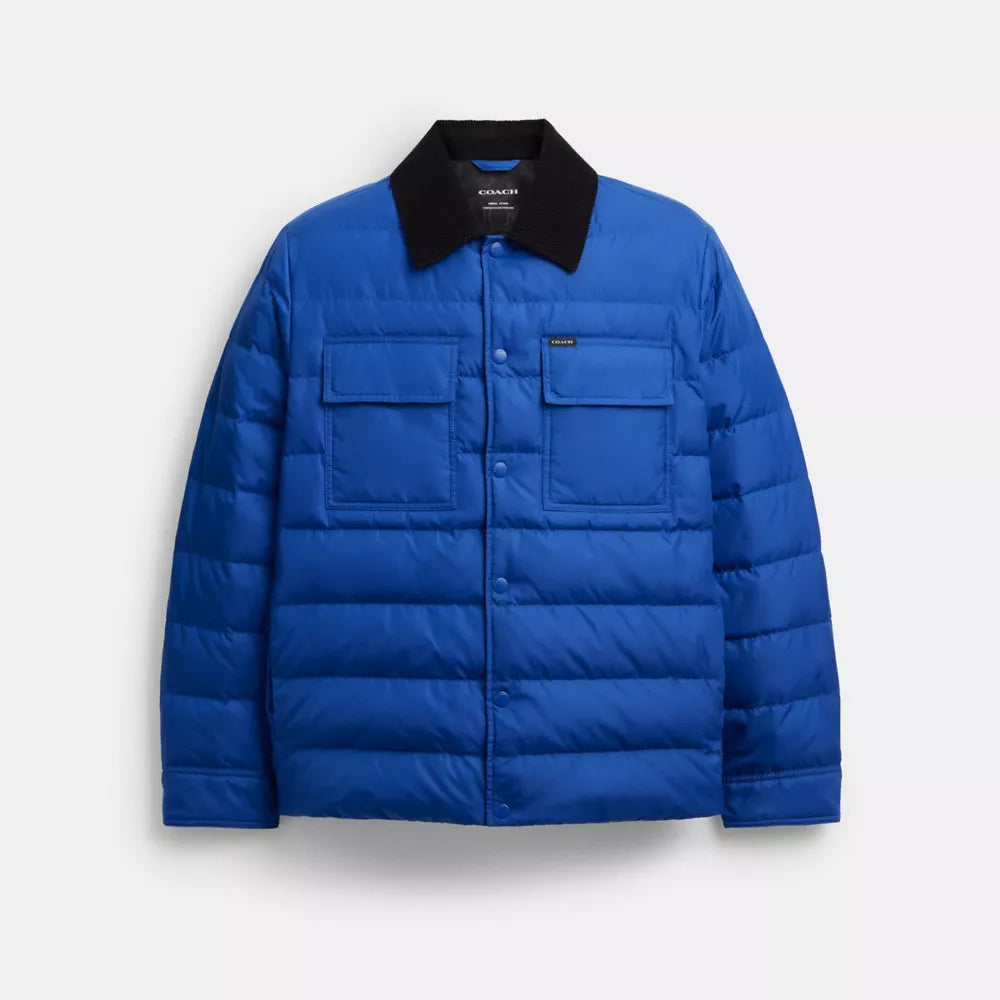 Lightweight Shirt Down Jacket In Recycled Polyester - Blue