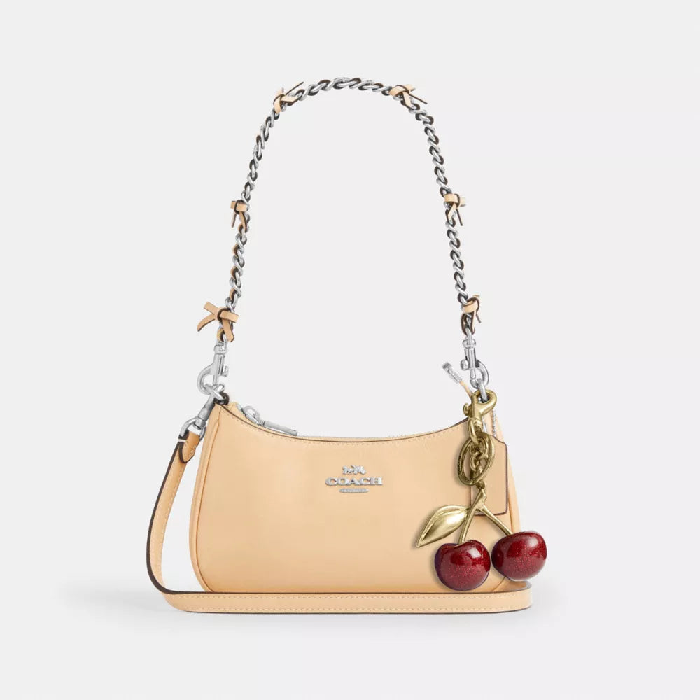 Teri Mini Crossbody Bag With Bows - Crinkle Leather/Silver/Light Sand