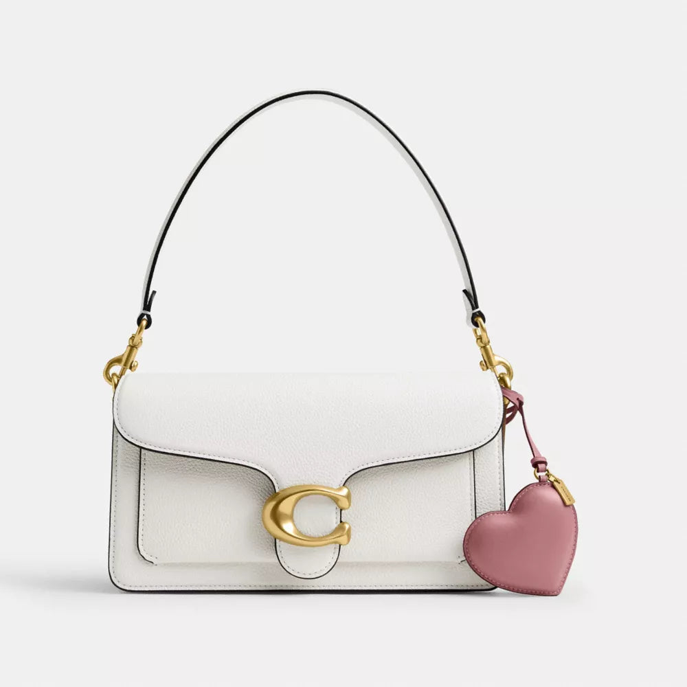 Heart Puffy Bag Charm - Brass/Peony
