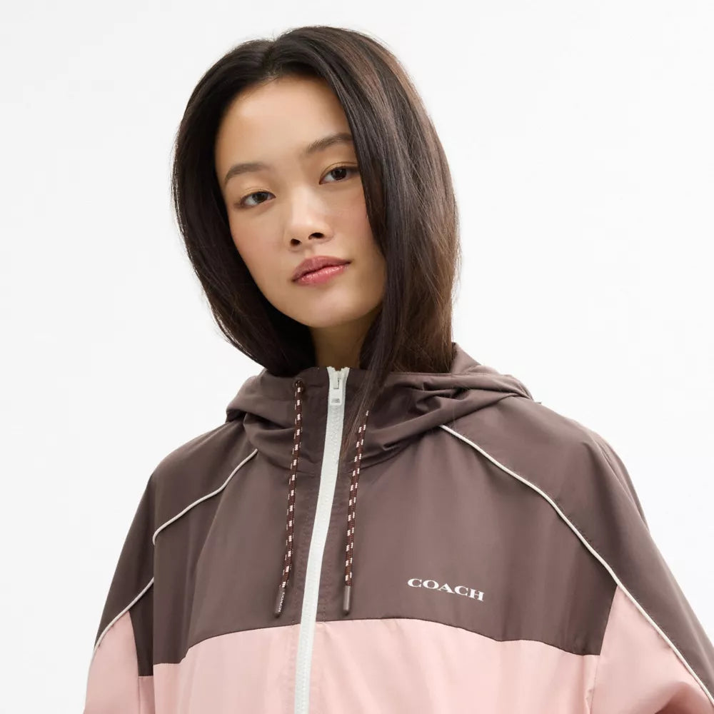 Hooded Windbreaker - Chestnut/Soft Pink