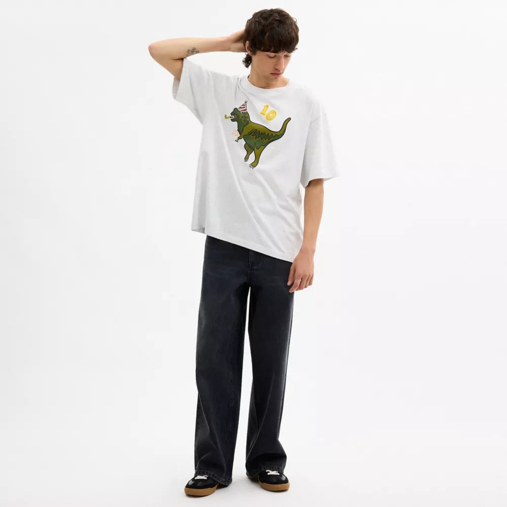 Rexy 10th Birthday Relaxed T-Shirt In Organic Cotton - Heather Grey