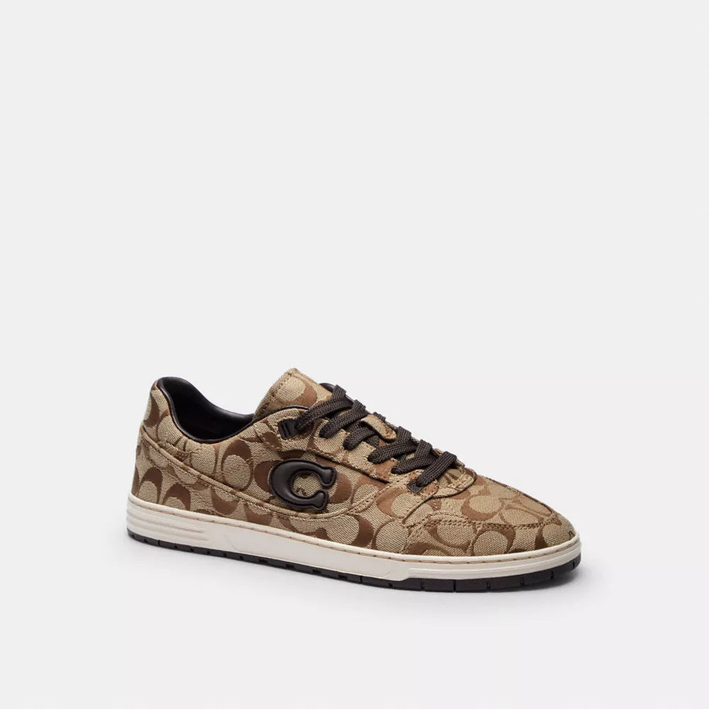 Soft Soho Sneaker In Signature Sateen Jacquard - Tan/Dark Chocolate