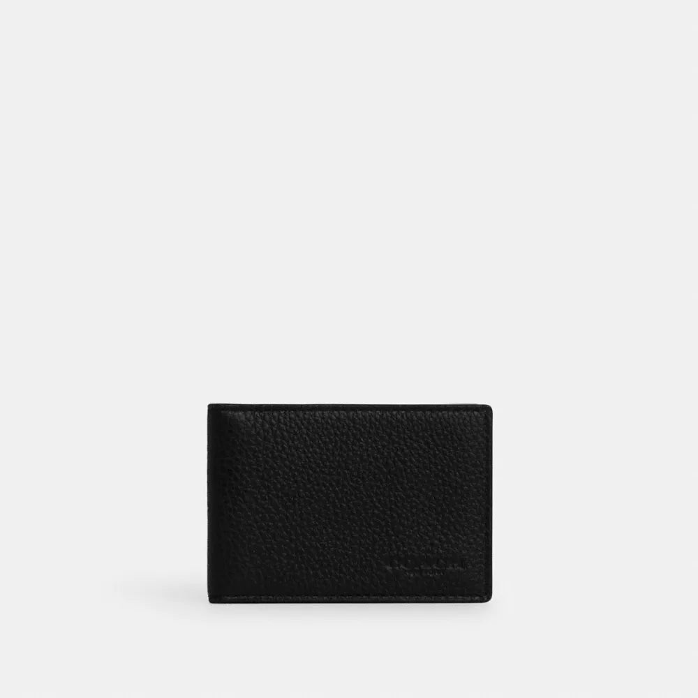 Compact Billfold Wallet - Pebbled Leather/Gunmetal/Black