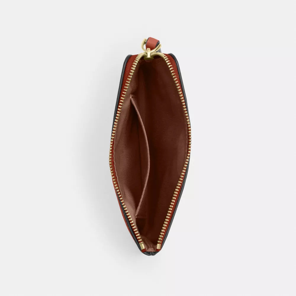 Corner Zip Wristlet - Glazed Leather/Gold/Cinnamon