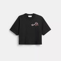 Charms Cropped T-Shirt In Organic Cotton - Washed Black