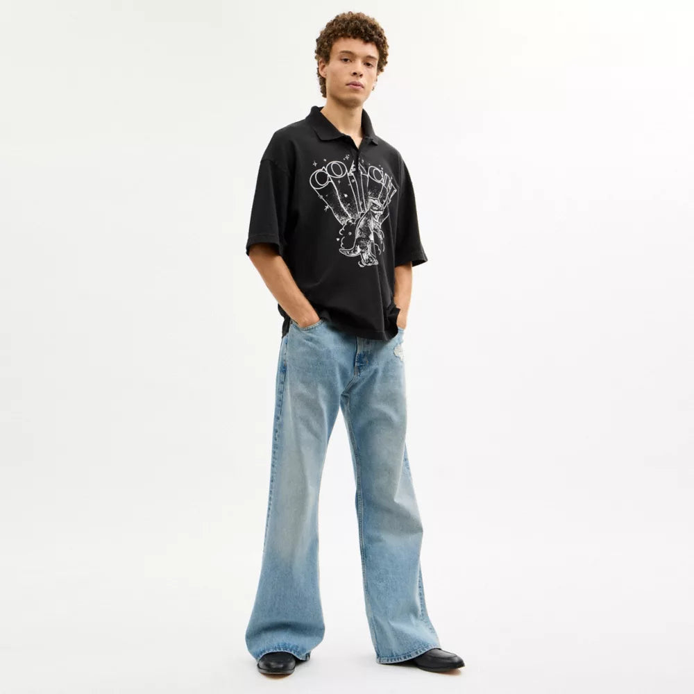 T-Rex Boxy Polo - Garment Dye Black