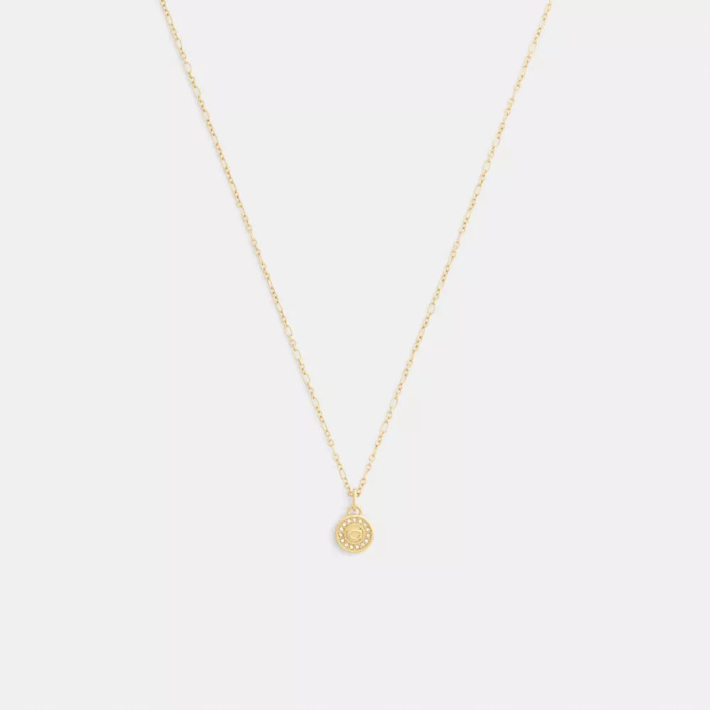 Signature Pavﾨﾦ Coin Pendant Necklace - Gold
