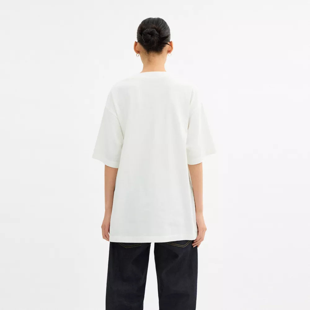 Collage Train Relaxed T-Shirt In Organic Cotton - Vintage Ivory