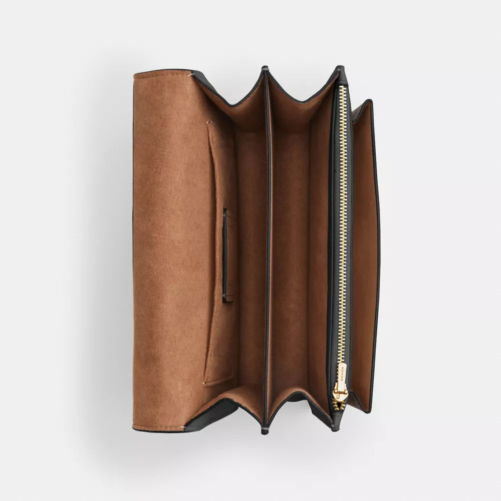 Klare Crossbody Bag In Signature Canvas - Gold/Walnut/Black