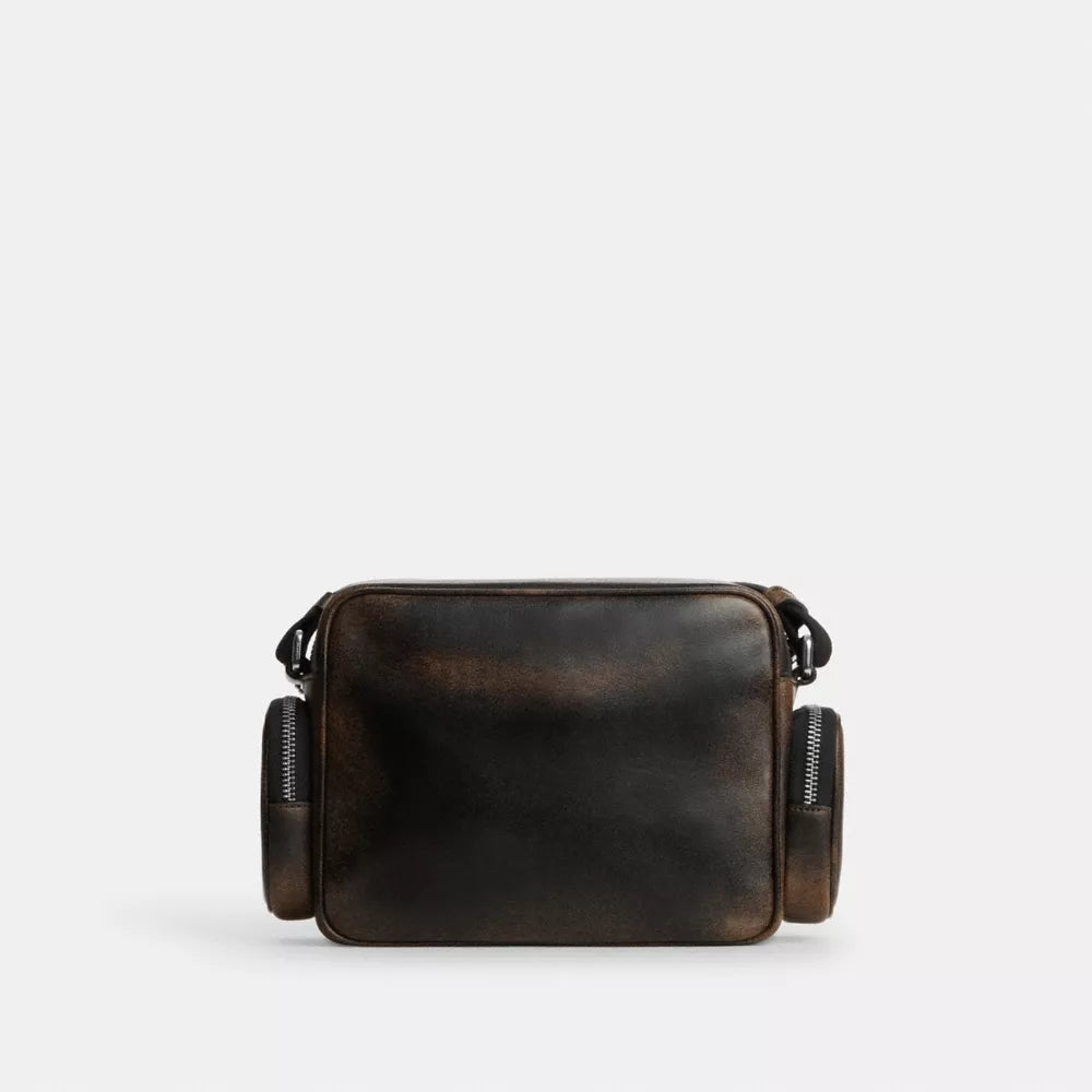 Fletcher Crossbody Bag In Loved Leather - Silver/Black Brown