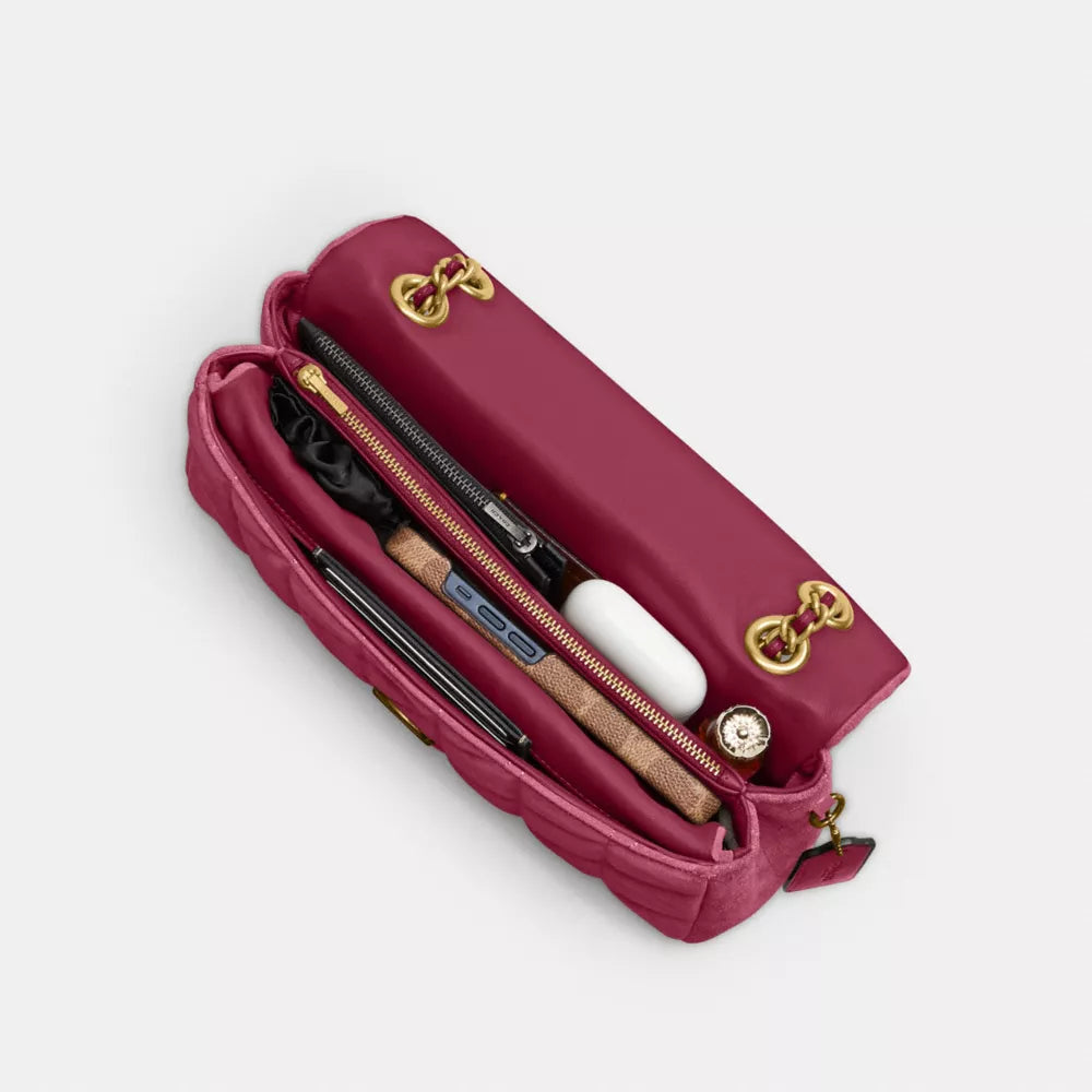 Tabby Shoulder Bag 26 With Quilting - Brass/Dark Fuchsia