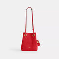 Jade Drawstring Bag - Suede/Brass/Candy Apple