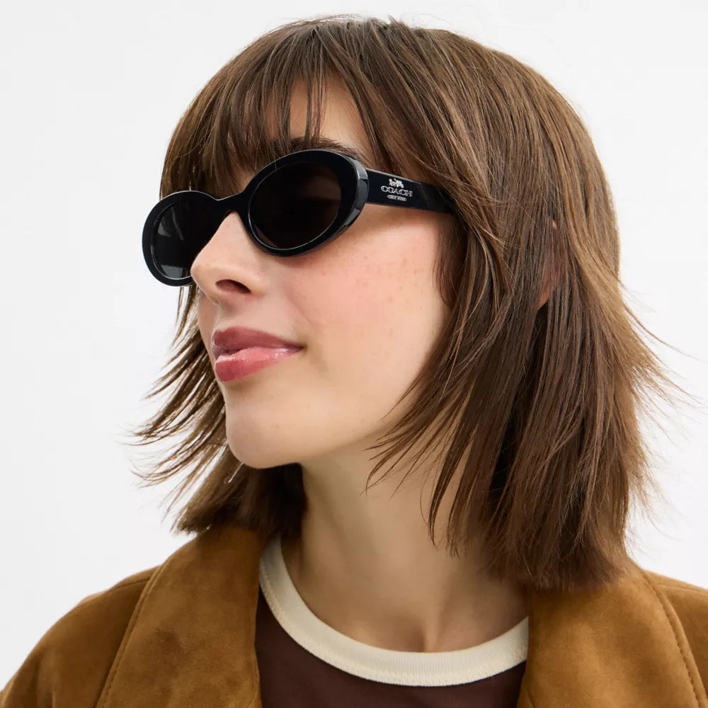 Narrow Oval Sunglasses - Black