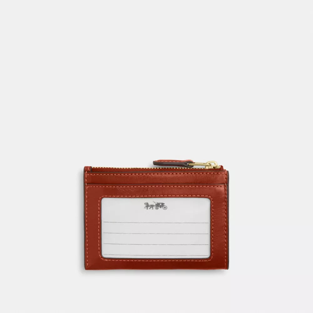 Mini Skinny ID Case - Glazed Leather/Gold/Cinnamon