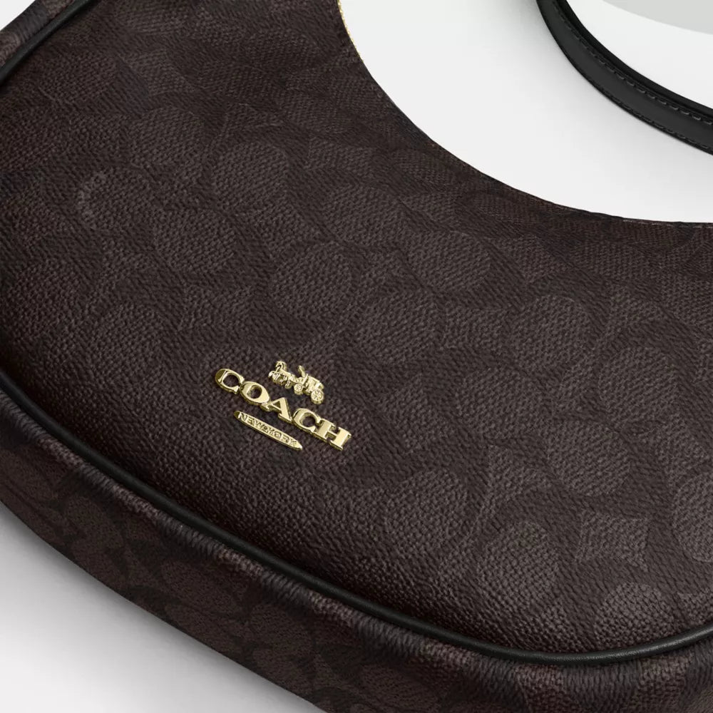 Emily Shoulder Bag In Signature Canvas - Signature Canvas/Gold/Walnut/Black