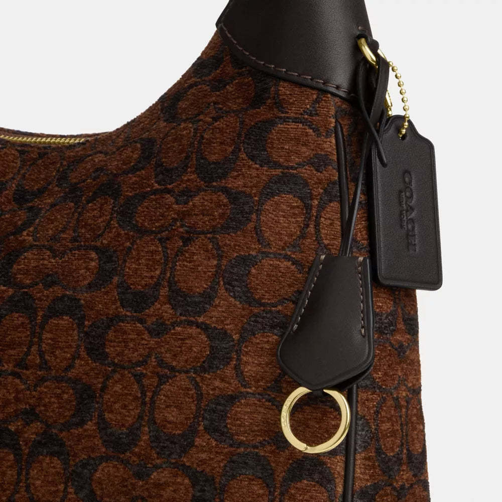 Ella Shoulder Bag In Signature Chenille - Gold/Truffle