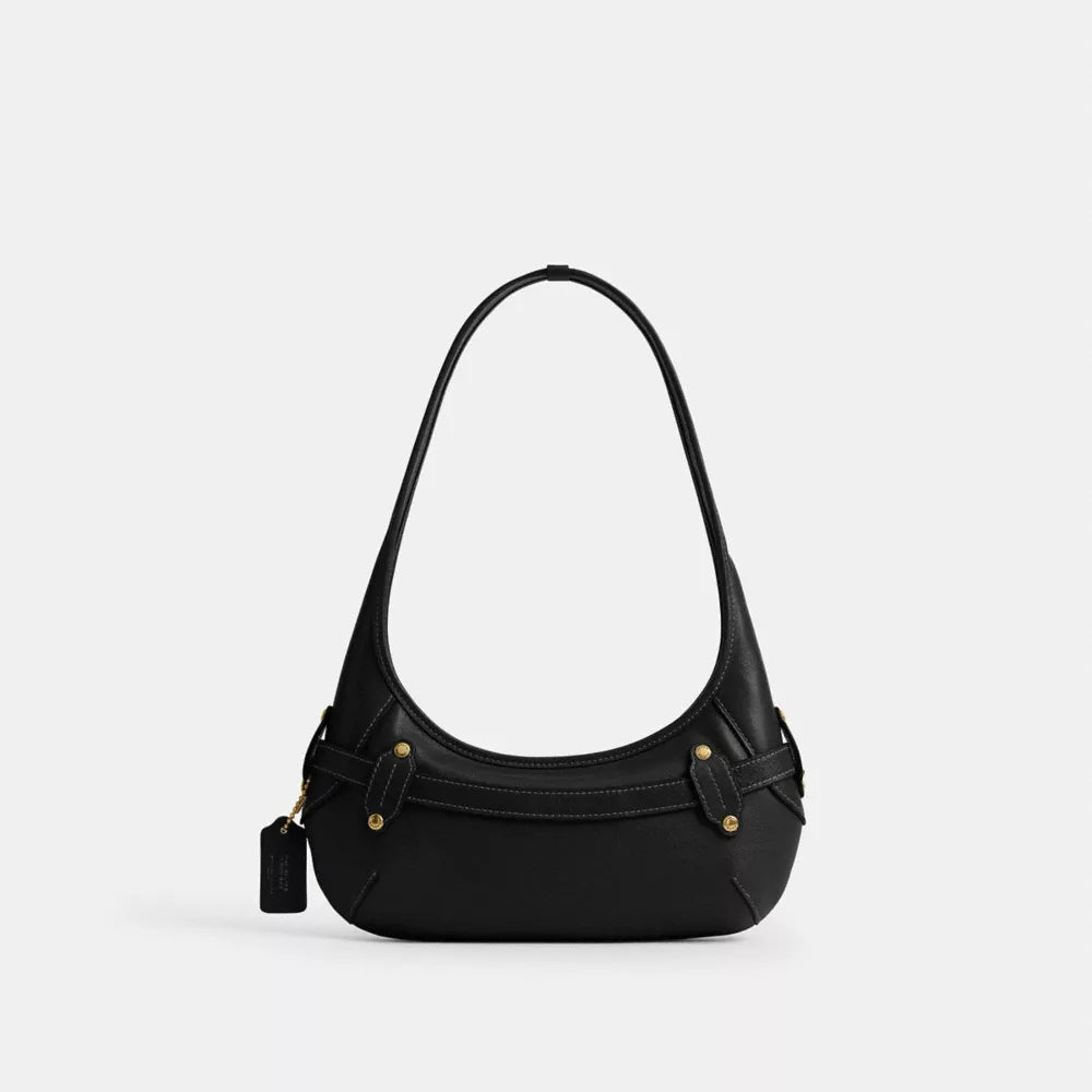 Belted Ergo Shoulder Bag 26 - Natural Grain Leather/Brass/Black