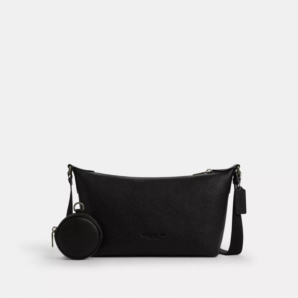 Small Finn Crossbody Bag With Pouch - Pebbled Leather/Gunmetal/Black