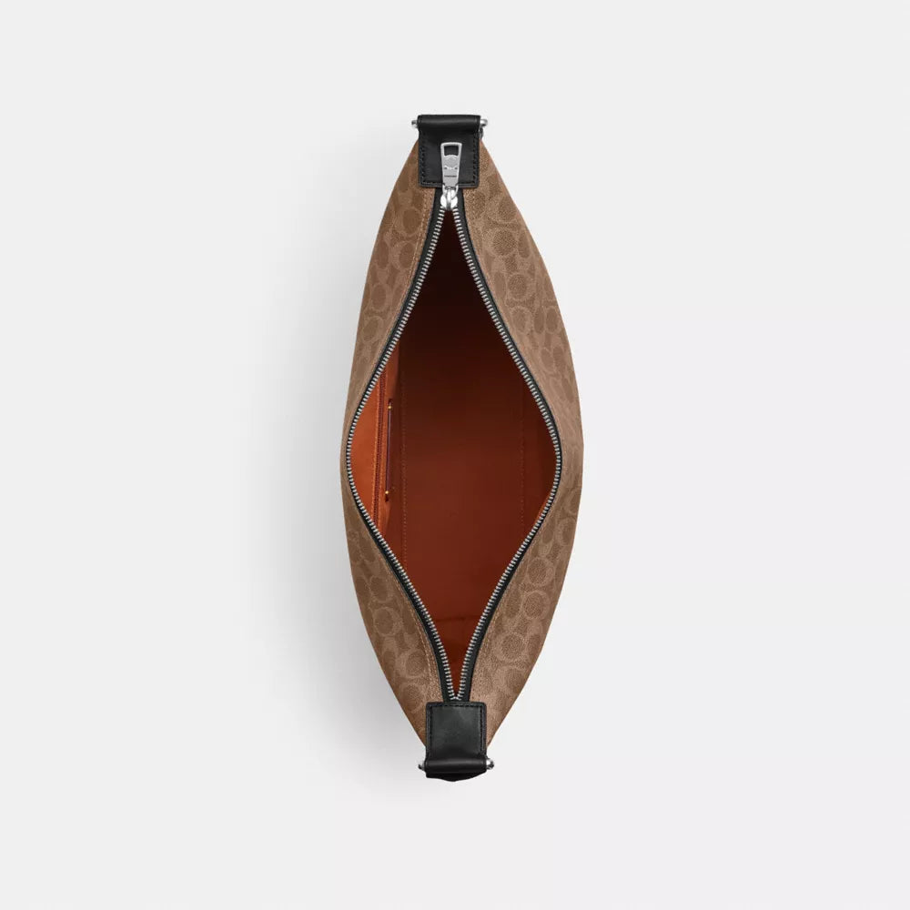 Finn Hobo Bag 32 In Signature Canvas - Signature Canvas/Silver/Tan Black