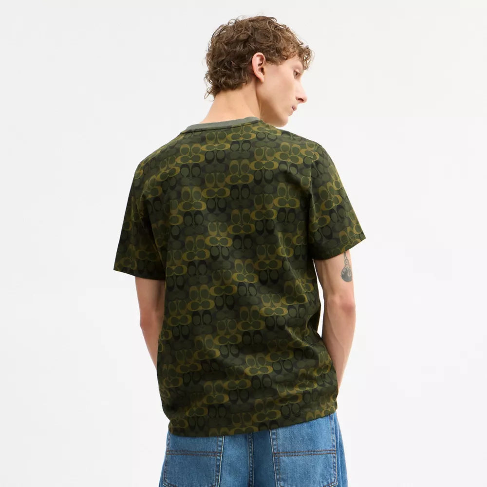 Camo Signature Classic T-Shirt In Organic Cotton - Green/Black