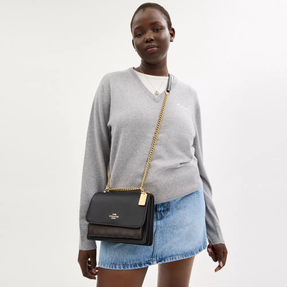 Klare Crossbody Bag In Signature Canvas - Gold/Walnut/Black